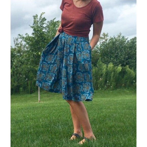 LuLaRoe Madison Womens Burgundy Floral Print Pleated Midi Skirt Pockets 3XL - Picture 13 of 13